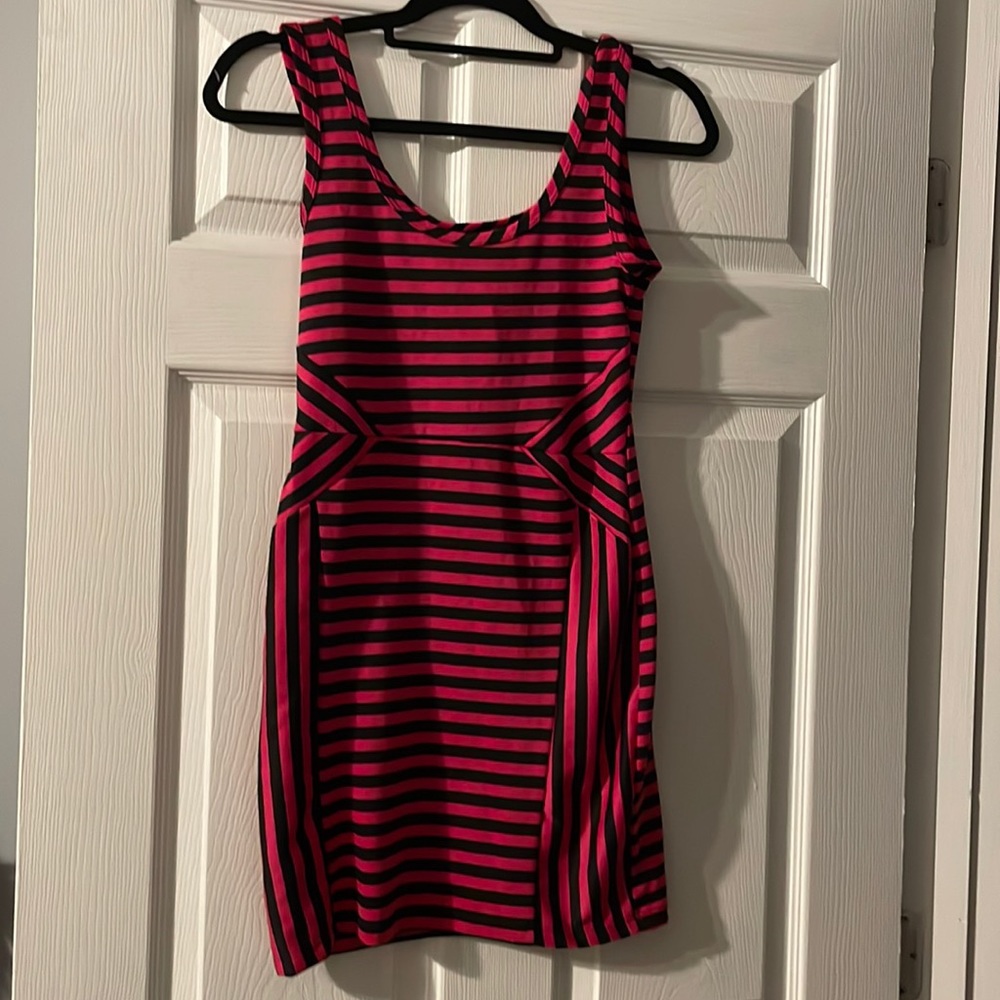 Pink and Black Mini Dress